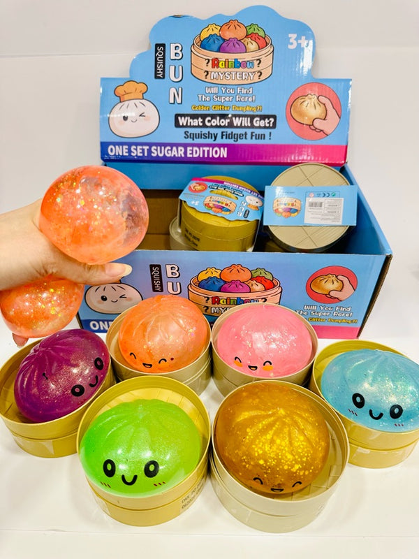 Mystery Gold Glitter Jelly Squishy Dumplings, 8.5cm