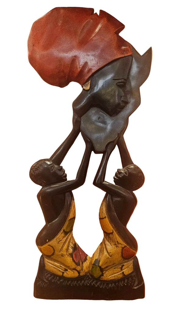 Hand-Carved African Family Unity Sculpture – Symbol of Strength and Heritage
