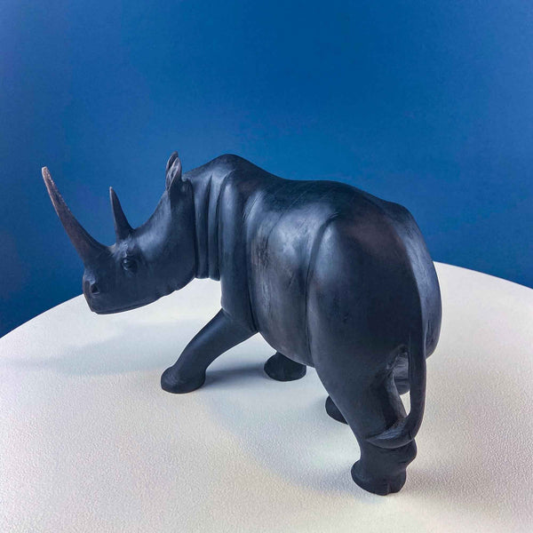 African Rhino Carved Wood Sculpture. Figurine for Animal & Safari Lovers. Wildlife Statue. Gift for Him, Dad, Friend. Ethnic Art Home Decor.