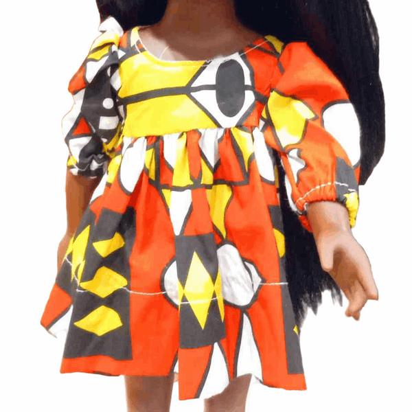 Haitian Red Traditional Doll Dress – Cultural Outfit for Black Dolls | Fusion Dolls