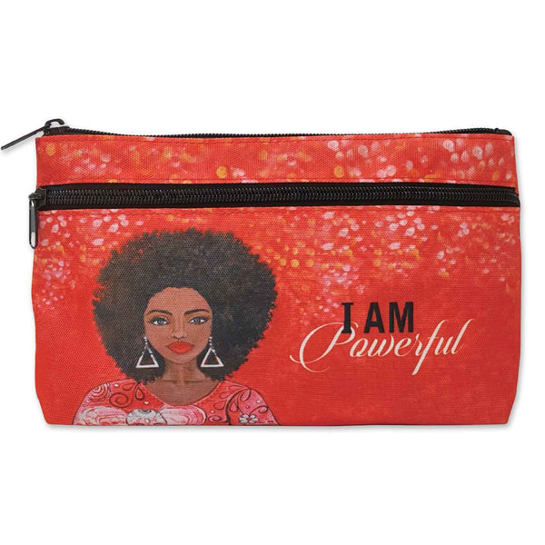 I Am Powerful Twin Zipper Cosmetic Bag