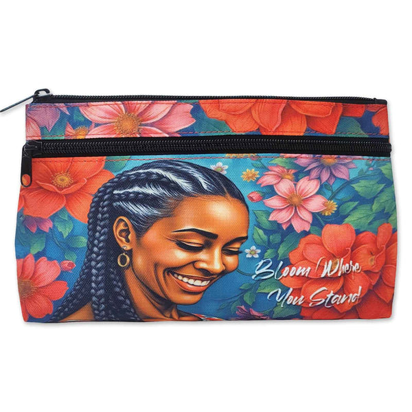 Bloom Where You Stand Twin Zipper Cosmetic Bag