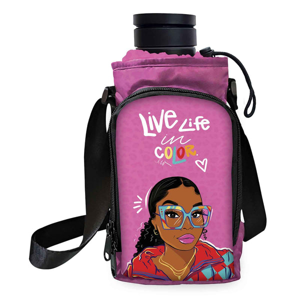 Live Life In Color Water Bottle Purse Set