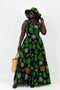 African Print Long Halter Dress with Hat