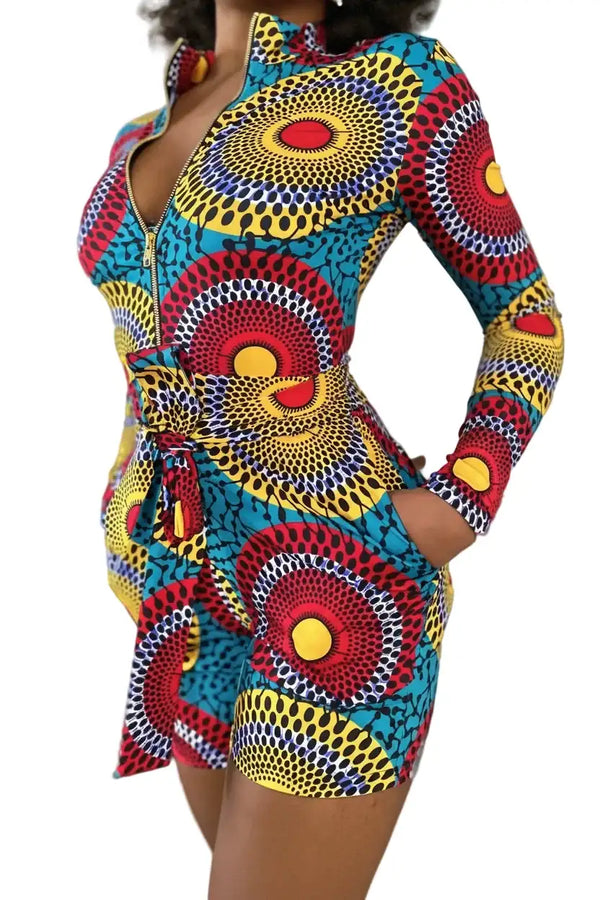 Jump Suit Short – African Print Short Jumpsuit