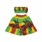 Rasta Palm Print Bandeau Top & Tiered Skirt Set – Green, Gold & Red