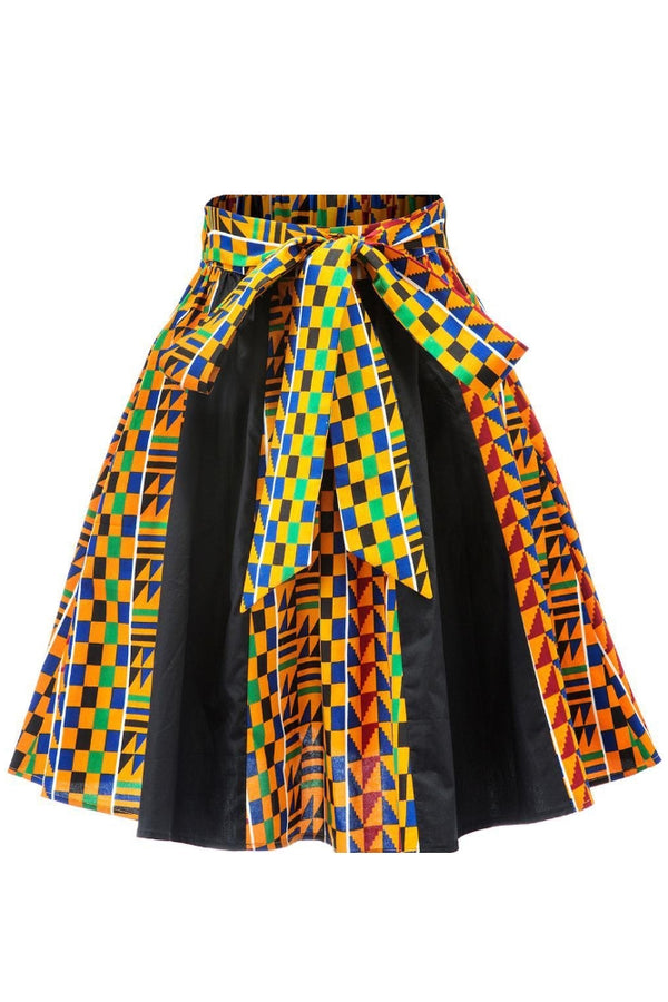 African Print A-Line Midi Skirt