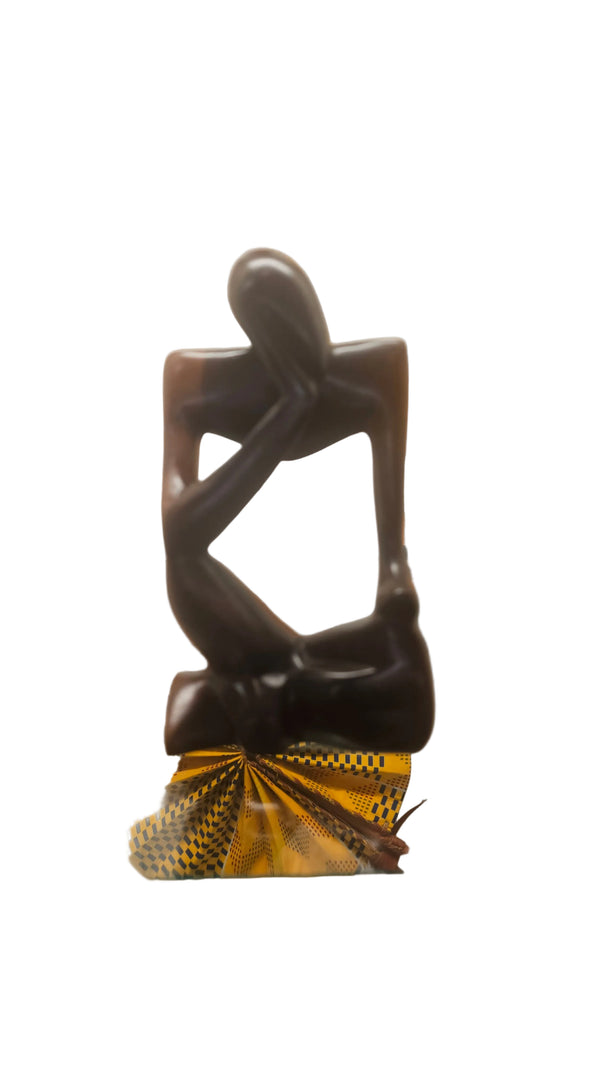 African Hand-Carved Thinking Man Sculpture – Heritage Wood Art