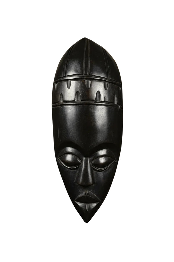 Hand-Carved Mahogany African Tribal Face Mask – Wood Art Decor