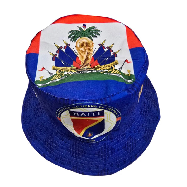 Haiti bucket hat with Haitian flag design and matching sunglasses – unisex sun hat set