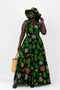 African Print Long Halter Dress with Hat
