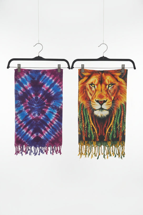 Mixed Print Fringe Wrap Mini Skirt – Assorted Tie-Dye & Animal Print
