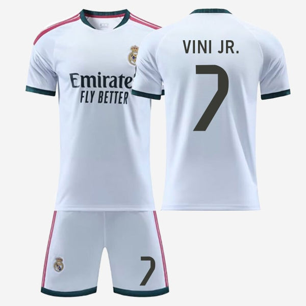 Real Madrid Vini Jr. Kids Soccer Jersey Set – Top & Pants Football Fan Kit