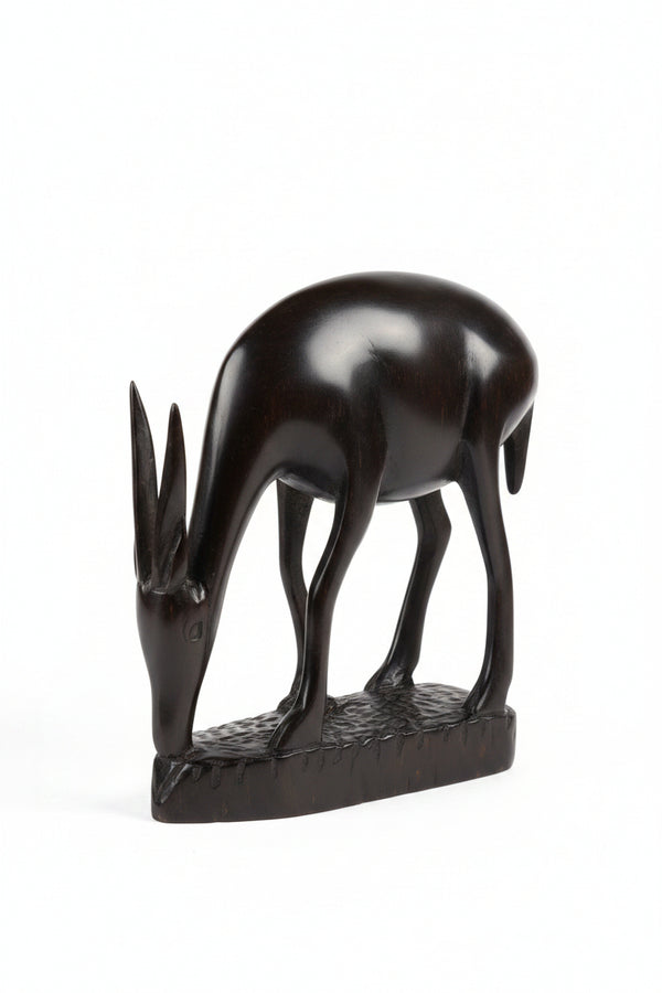 African Hand-Carved Antelope Sculpture – Wildlife Wood Art