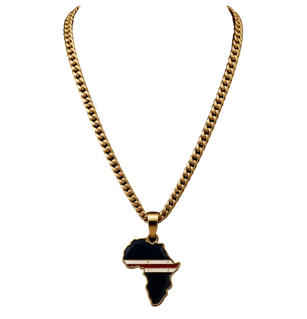 Cape Verde Flag Africa Map Pendant Necklace – Gold-Plated Chain