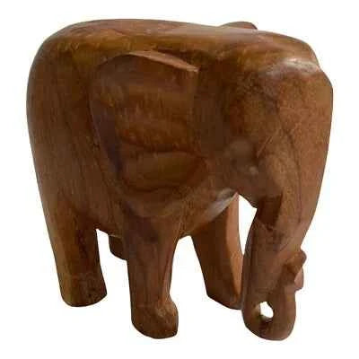 African Hand-Carved Small Elephant Sculpture – Wildlife Wood Decor